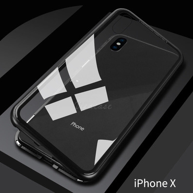 Magnetic Case with Tempered Glass iPhone X Black