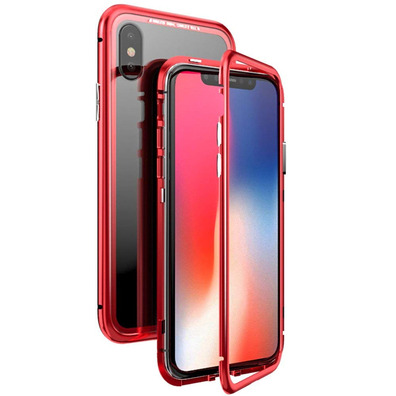 Magnetic Case with Tempered Glass iPhone X Red