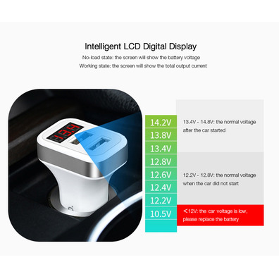 Car charger 2 USB With Led Display Hoco