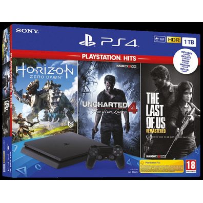 Playstation 4 console 1 TB   Uncharted 4   Horizon Zero Dawn   The Last of Us