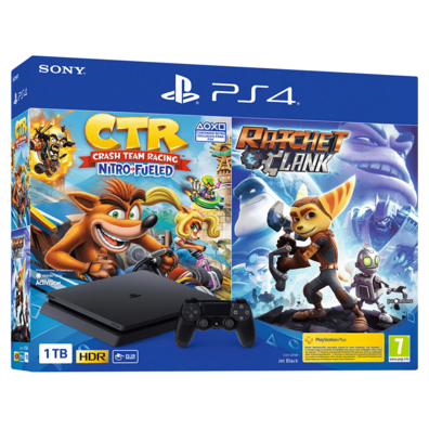 Playstation 4 console Slim (1 TB)   Crash Team Racing Nitro Fueled   Ratchet & Clank