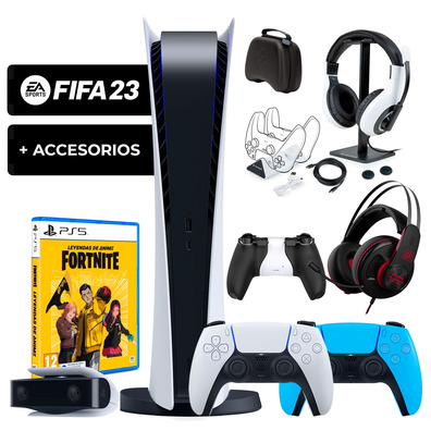 Console Playstation 5 (Digital) + Fifa 23 + Fortnite + Dualsense + Accessories