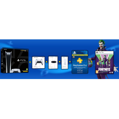 Playstation 5 Digital + Command + Accessories + Fornite: The Last Laughter