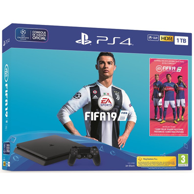 Console PS4 Slim 1TB   FIFA 19   PS Plus 14 Days