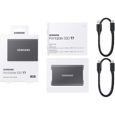 External Disk SSD Samsung Portable T7 1TB USB 3.2 Grey