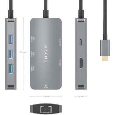 Dching USB type C Aisens ASUC-6P019-GR