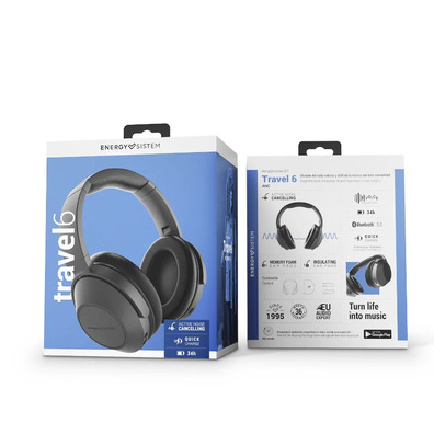 Bluetooth Energy System Travel 6 ANC Black Headphones