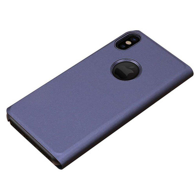 Book Type Mirror Case for iPhone X Blue