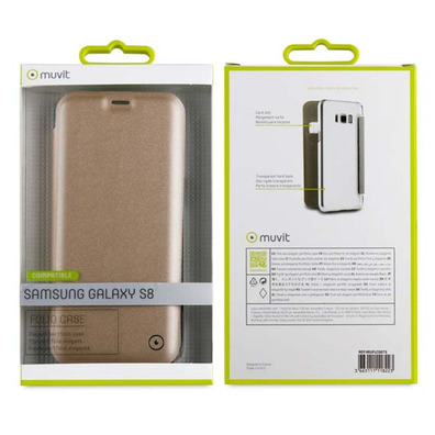 Folio Case Gold with Transparent Back Cover Samsung Galaxy S8 Muvit