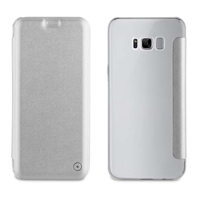 Folio Case Silver with Transparent Back Cover Samsung Galaxy S8 Muvit