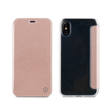 Case Folio Rose Gold TPU Transparent Transparent iPhone X muvit