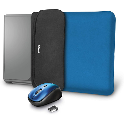 Funda + Mouse Wireless Trust Yvo 15.6 " Blue