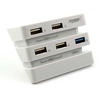 2 to 5 port (2.0 3.0) USB HUB Adapter PS4 Pro (Dobe) White