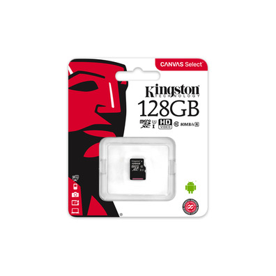Kingston 128gb microsdxc canvas select 80r cl10 uhs-i single