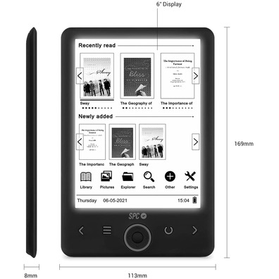 Electronic book SPC Dickens Light 2 6 " Black electronic ink