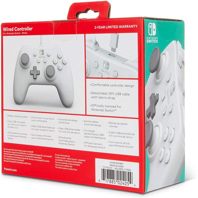 Command Power A Wired Controller White Nintendo Switch