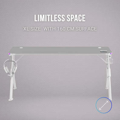 Table Gaming Mars Gaming MGD RGB XL White 160x60cm