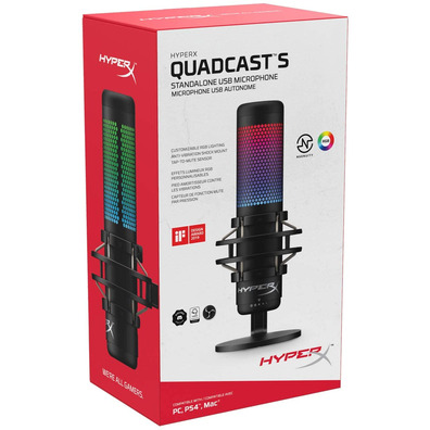 Black HyperX QuadCast S Microphone