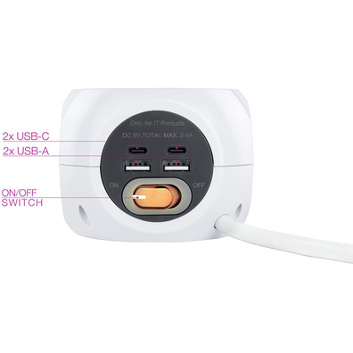 Nanocable 3-socket Base/4 USB/Wireless Charging