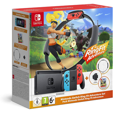 Nintendo Switch + 2 Controls Joycon + Ring Fit Adventure (Complete)