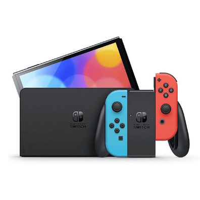 Nintendo Switch OLED (Blue/Red Neon) + 3 Games + Joy Con Set (Blue/Yellow)