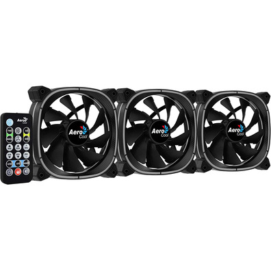 Pack 3 Fans Aerocool Astro Pro 12 cm + H66F HUB + Remote Command