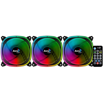 Pack 3 Fans Aerocool Astro Pro 12 cm + H66F HUB + Remote Command