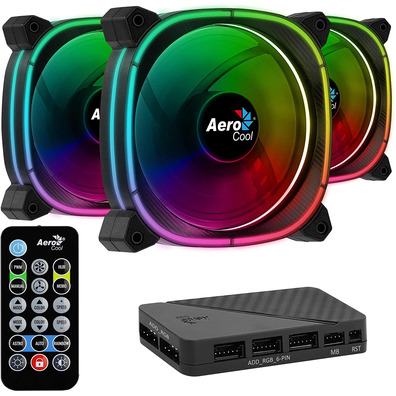 Pack 3 Fans Aerocool Astro Pro 12 cm + H66F HUB + Remote Command