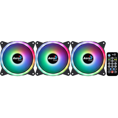 Pack 3 Fans Aerocool Duo Pro 12 cm + H66F HUB + Remote Command