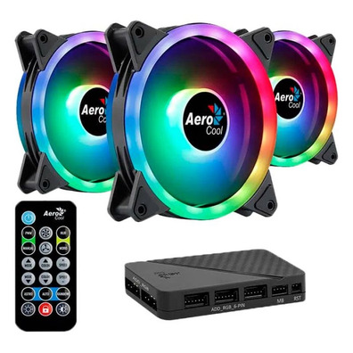 Pack 3 Fans Aerocool Duo Pro 12 cm + H66F HUB + Remote Command