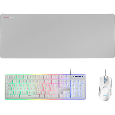 Pack Mars Gaming MCPX Keyboard H-Mech + Mouse + White Carpeting