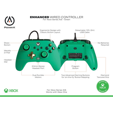 Power A Enhanced Wired Controller Emerald (Xbox One/Xbox Series X/S)