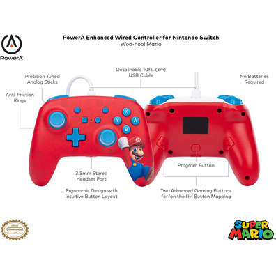 Power A Enhanced Wired Controller Woo-Hoo! Mario (Red)