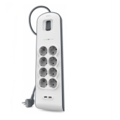 Belkin SurgeStrip 8 Tomas - Preset with Anti-Pic and USB-A Protection