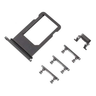 SIM Card Tray and Side Buttons Set - iPhone 8 Plus Black