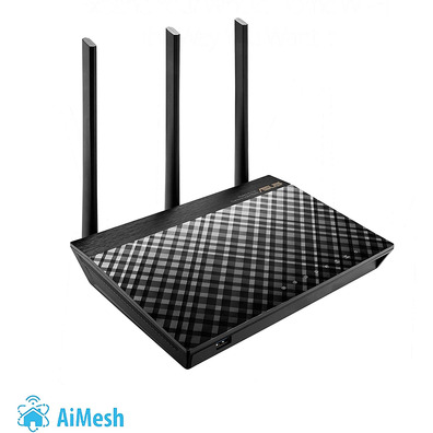 Wireless ASUS RT-AC66U router (Pack x2) Black