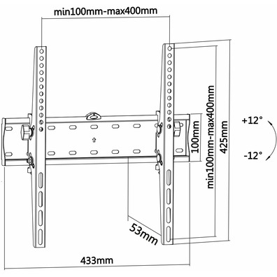 WT55T-015 TV/Monitor Letilable Wall Support 32 ''-55' '