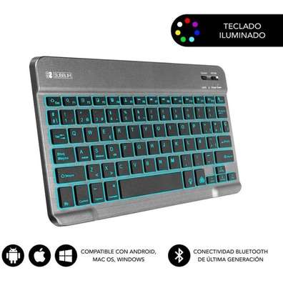 Keyboard Smart BackLit BT Grey Subblim PC/Mac/Android/iOS