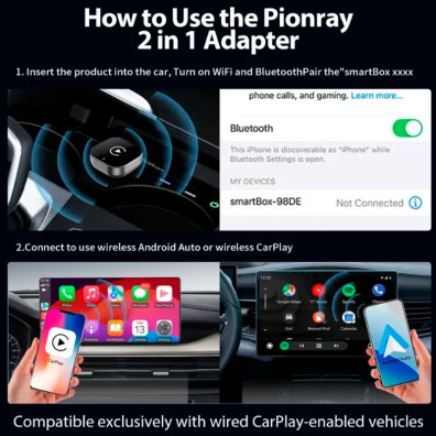 USB Wireless Pionray 2026 (Android Auto / Carplay)