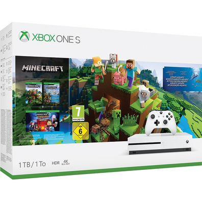 Xbox One S White 1TB   Minecraft Creator