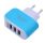 Colorful Charger with 3 USB Ports LED Light - Blue