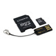 MICRO SD KINGSTON 4GB MULTIKIT WITH ADAPTADOR SD + USB CLASS 4 MB