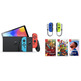 Nintendo Switch OLED (Blue/Red Neon) + 3 Games + Joy Con Set (Blue/Yellow)