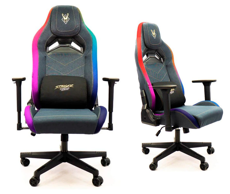 Silla Gaming LED Woxter Stinger Station Lite (Dorada y Plata)