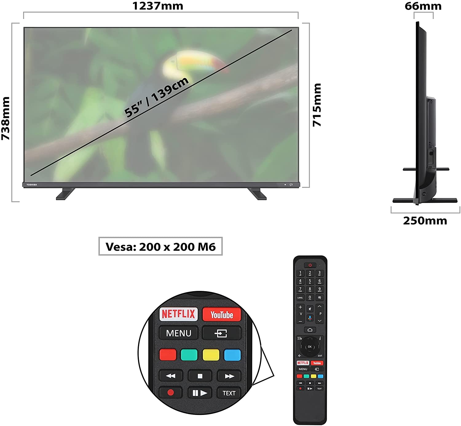 Medidas Televisores 55 Pulgadas